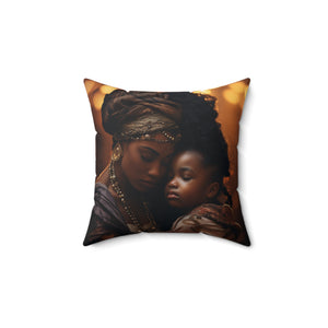 A Mother's Love Black Art Pillow "Embrace Comfort, Celebrate Maternal Bond"